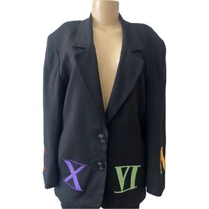 Vintage 80s New Frontier Colorful Roman Numeral Blazer